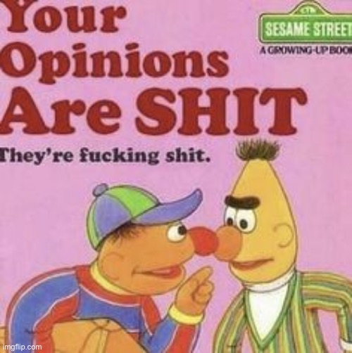 Your opinions are shit | image tagged in your opinions are shit | made w/ Imgflip meme maker