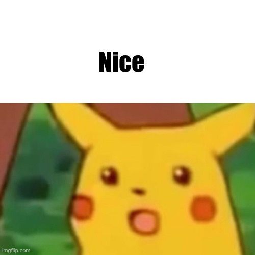 Nice | image tagged in memes,surprised pikachu | made w/ Imgflip meme maker