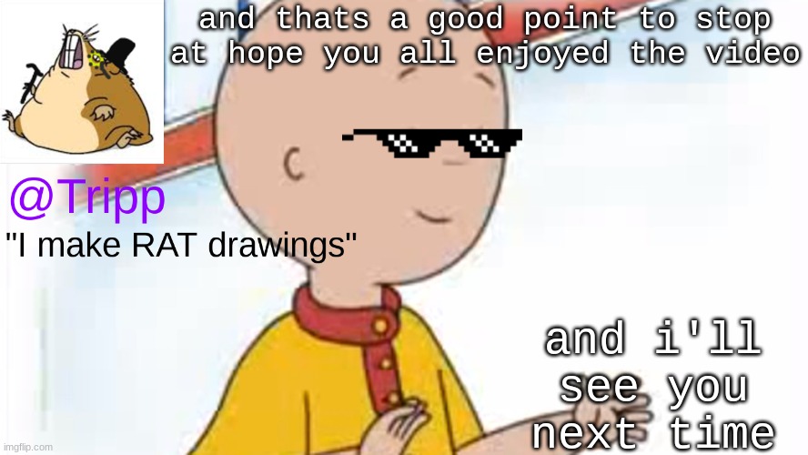 Tripp. temp #2 | and thats a good point to stop at hope you all enjoyed the video and i'll see you next time | image tagged in tripp temp 2 | made w/ Imgflip meme maker