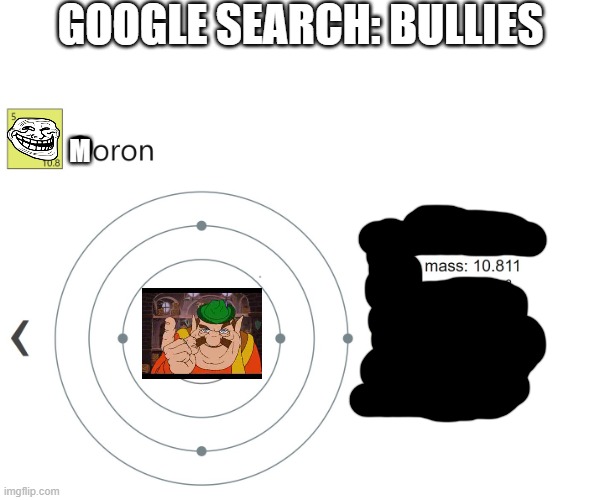 GOOGLE SEARCH: BULLIES; M | image tagged in bullies,morshu,boron | made w/ Imgflip meme maker