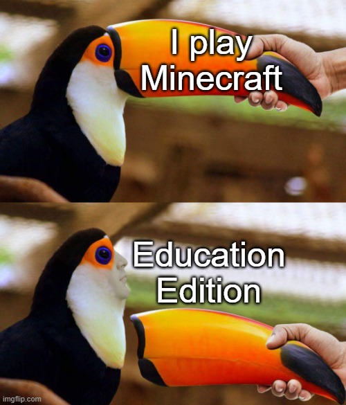EDUCATION edition? Oh hell no! | I play Minecraft; Education Edition | image tagged in memes,minecraft,funny,gaming,stop reading the tags,education | made w/ Imgflip meme maker