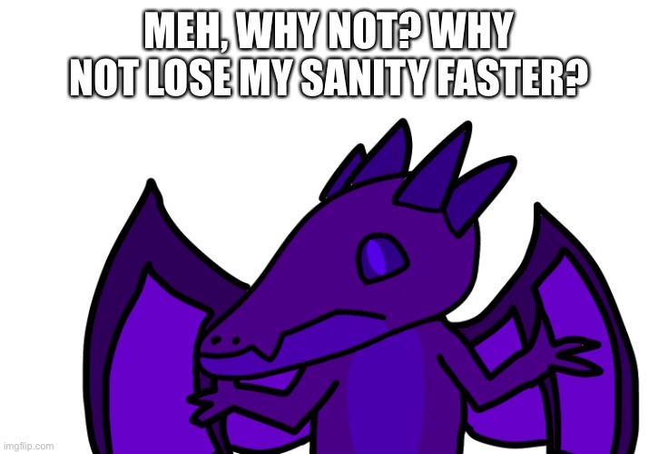 MEH, WHY NOT? WHY NOT LOSE MY SANITY FASTER? | made w/ Imgflip meme maker