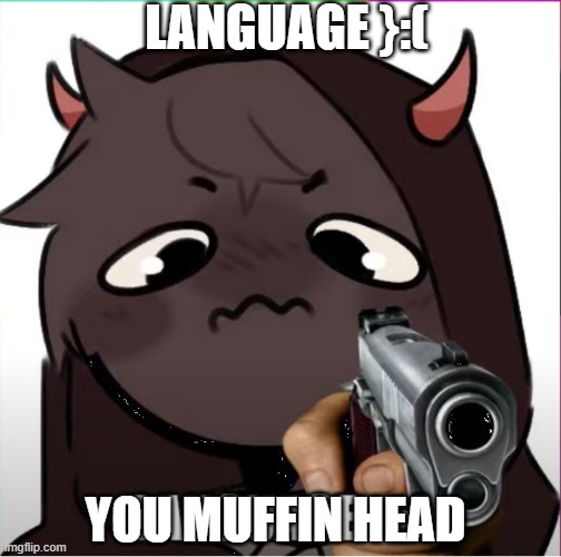 Badboyhalo Language | LANGUAGE }:(; YOU MUFFIN HEAD | image tagged in badboyhalo language | made w/ Imgflip meme maker