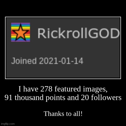 Thanks Yall for support! | image tagged in demotivationals,support,rickroll,rickrollgod,meme,imgflip points | made w/ Imgflip demotivational maker