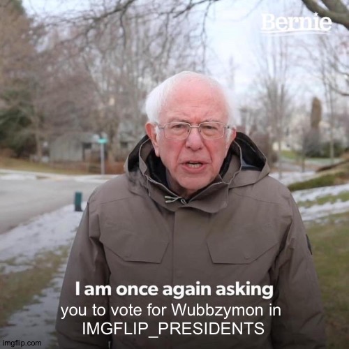 Keep the AAA in power! | you to vote for Wubbzymon in 
IMGFLIP_PRESIDENTS | image tagged in memes,bernie i am once again asking for your support | made w/ Imgflip meme maker