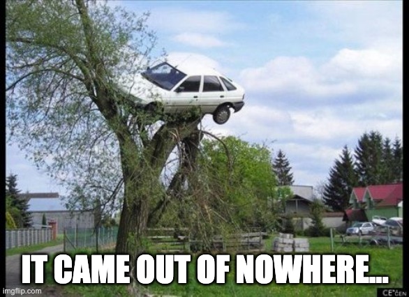 Secure Parking | IT CAME OUT OF NOWHERE... | image tagged in memes,secure parking | made w/ Imgflip meme maker