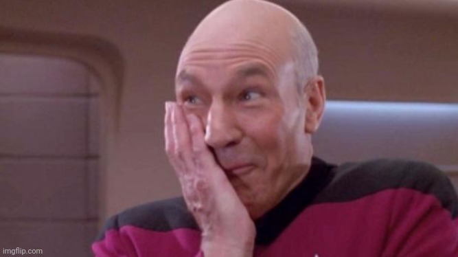 Picard giggle | image tagged in picard giggle | made w/ Imgflip meme maker