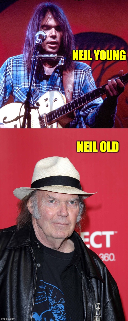 Neil Young | NEIL YOUNG; NEIL OLD | image tagged in bad pun | made w/ Imgflip meme maker