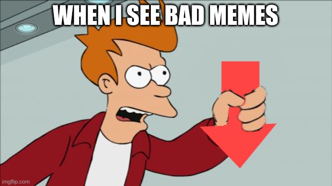 when i see bad memes | WHEN I SEE BAD MEMES | image tagged in shut up and take my downvote,memes,fun,funny,downvote | made w/ Imgflip meme maker