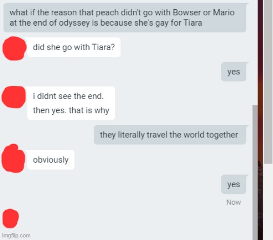 peach is gay for cappy's sister confirmed (my theory don't steal) | image tagged in mario,text,gbtq,pride,gaming,lesbian | made w/ Imgflip meme maker