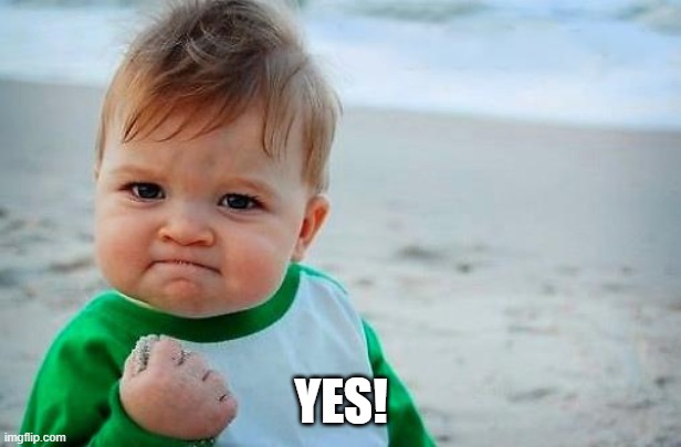 Victory Baby | YES! | image tagged in victory baby | made w/ Imgflip meme maker