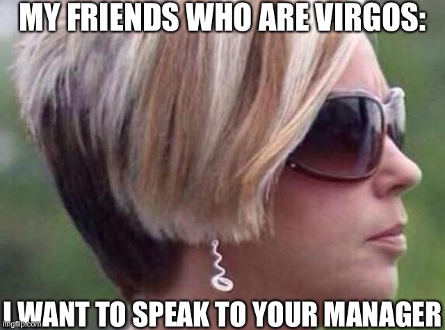 I want to speak to the manager haircut | MY FRIENDS WHO ARE VIRGOS: I WANT TO SPEAK TO YOUR MANAGER | image tagged in i want to speak to the manager haircut | made w/ Imgflip meme maker