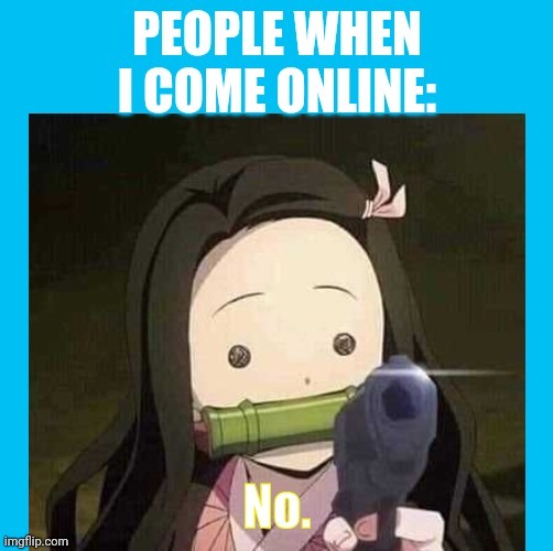 PEOPLE WHEN I COME ONLINE:; No. | made w/ Imgflip meme maker