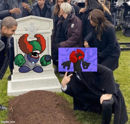 tricky dies and phase 4 just be on grave | image tagged in grant gustin over grave,tricky,tiky,this is funny,e | made w/ Imgflip meme maker
