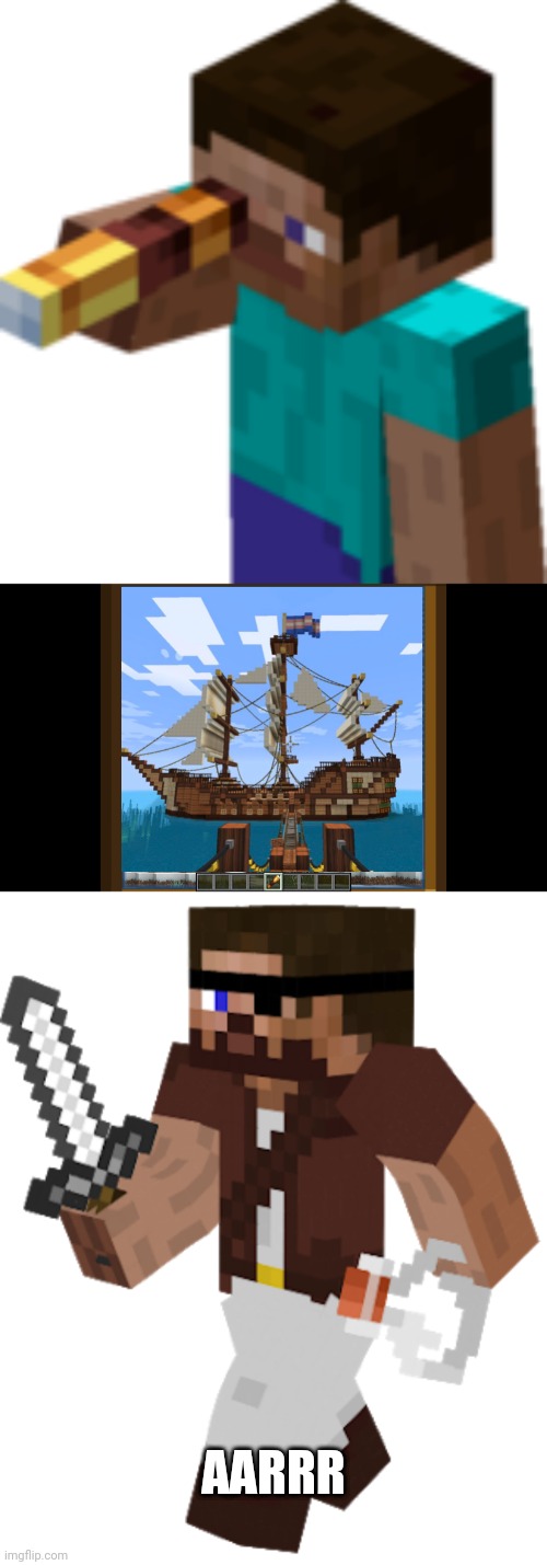 STEVE FINDS A PIRATE SHIP WITH THE SPYGLASS | AARRR | image tagged in minecraft,minecraft steve,pirate,pirates,update | made w/ Imgflip meme maker