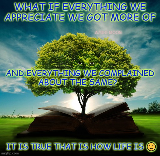 APPRECIATION IS A MAGNET | WHAT IF EVERYTHING WE APPRECIATE WE GOT MORE OF; AZUREMOON; AND EVERYTHING WE COMPLAINED
ABOUT THE SAME? IT IS TRUE THAT IS HOW LIFE IS 🙂 | image tagged in magnet,appreciation,real life,truth,inspire the people,inspirational memes | made w/ Imgflip meme maker