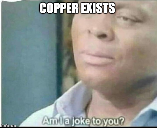 am i joke to you? | COPPER EXISTS | image tagged in am i joke to you | made w/ Imgflip meme maker