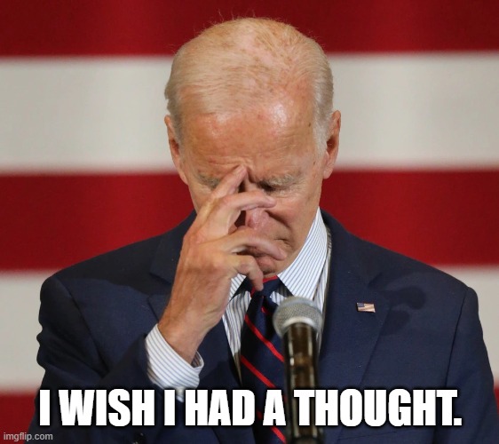 Confused Joe Biden | I WISH I HAD A THOUGHT. | image tagged in confused joe biden | made w/ Imgflip meme maker