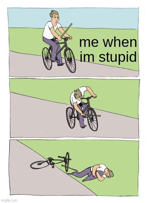 Bike Fall Meme | me when im stupid | image tagged in memes,bike fall | made w/ Imgflip meme maker