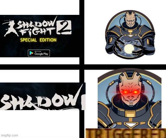 Triggered template | image tagged in triggered template,shadow fight 2,shadow fight,titan,fighting game | made w/ Imgflip meme maker