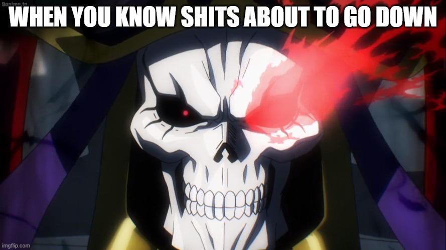 Overlord memes | WHEN YOU KNOW SHITS ABOUT TO GO DOWN | image tagged in memes | made w/ Imgflip meme maker