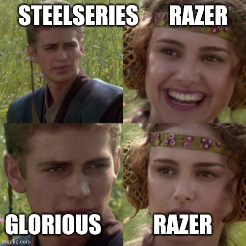 For the better right blank | STEELSERIES       RAZER; GLORIOUS            RAZER | image tagged in for the better right blank | made w/ Imgflip meme maker