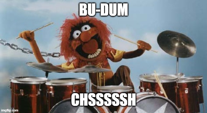 Animal on Drums | BU-DUM CHSSSSSH | image tagged in animal on drums | made w/ Imgflip meme maker
