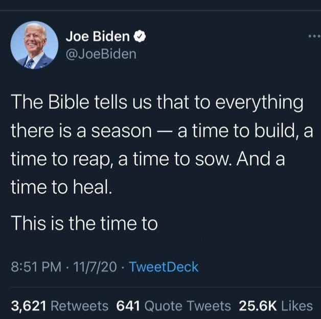 High Quality Joe Biden tweet this is the time to X Blank Meme Template