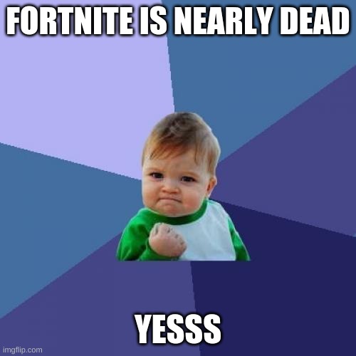 oh thank god | FORTNITE IS NEARLY DEAD; YESSS | image tagged in memes,success kid,gifs | made w/ Imgflip meme maker