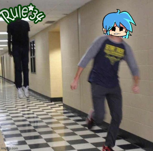 Fnf Genderswap bf running away from R34 | image tagged in floating boy chasing running boy | made w/ Imgflip meme maker