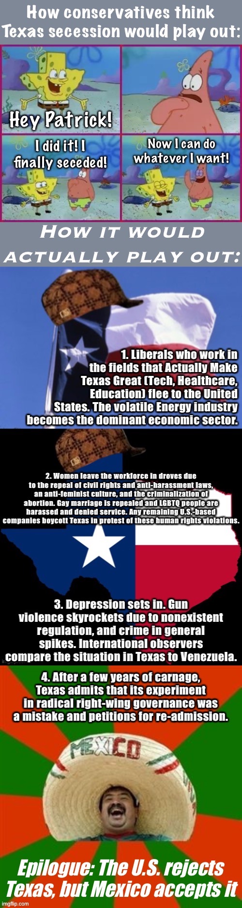 Lefty really thinks the Republic of Texas would be Venezuela. Triggered? #MAGA #FreeTexas #LeftLogic #Triggered #CryingLiberals | image tagged in texas secession,liberal logic,texas,stupid liberals,triggered liberal,liberal tears | made w/ Imgflip meme maker