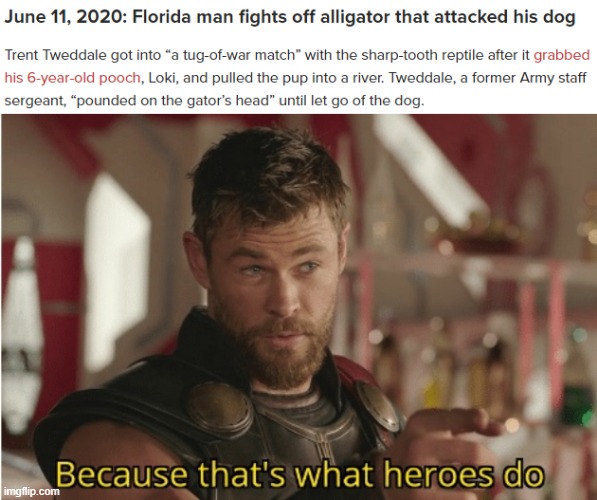I kinda found it funny that the dog's name is Loki | image tagged in that s what heroes do,memes,florida man | made w/ Imgflip meme maker