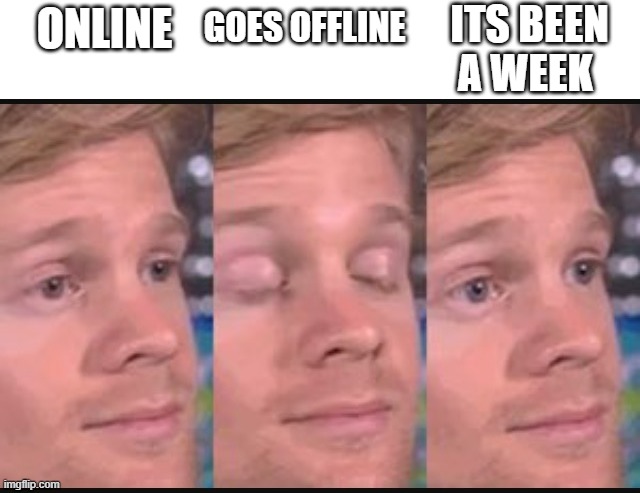 how the frick did this happen? | ITS BEEN A WEEK; GOES OFFLINE; ONLINE | made w/ Imgflip meme maker