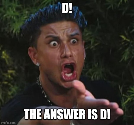 DJ Pauly D Meme | D! THE ANSWER IS D! | image tagged in memes,dj pauly d | made w/ Imgflip meme maker