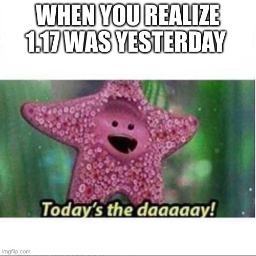 I love MC | WHEN YOU REALIZE 1.17 WAS YESTERDAY | image tagged in today s the day | made w/ Imgflip meme maker