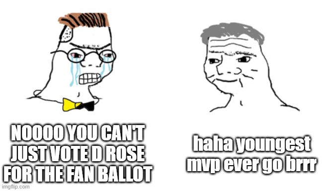 noooo you can't just | NOOOO YOU CAN'T JUST VOTE D ROSE FOR THE FAN BALLOT; haha youngest mvp ever go brrr | image tagged in noooo you can't just | made w/ Imgflip meme maker