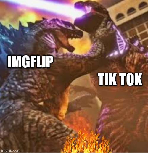 IMGFLIP; TIK TOK | image tagged in legendary gojira vs shin gojira | made w/ Imgflip meme maker