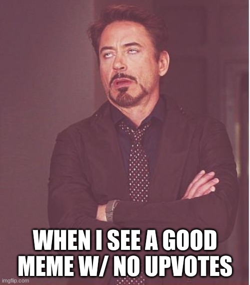 Face You Make Robert Downey Jr | WHEN I SEE A GOOD MEME W/ NO UPVOTES | image tagged in memes,face you make robert downey jr | made w/ Imgflip meme maker