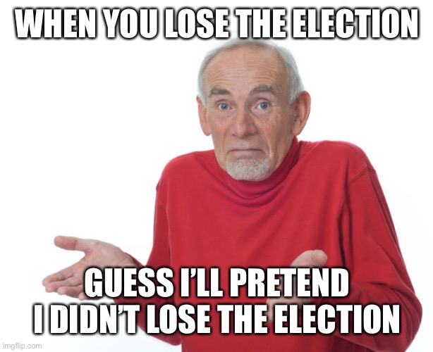 Guess I'll pretend I won |  WHEN YOU LOSE THE ELECTION; GUESS I’LL PRETEND I DIDN’T LOSE THE ELECTION | image tagged in guess i ll die,election 2020 | made w/ Imgflip meme maker