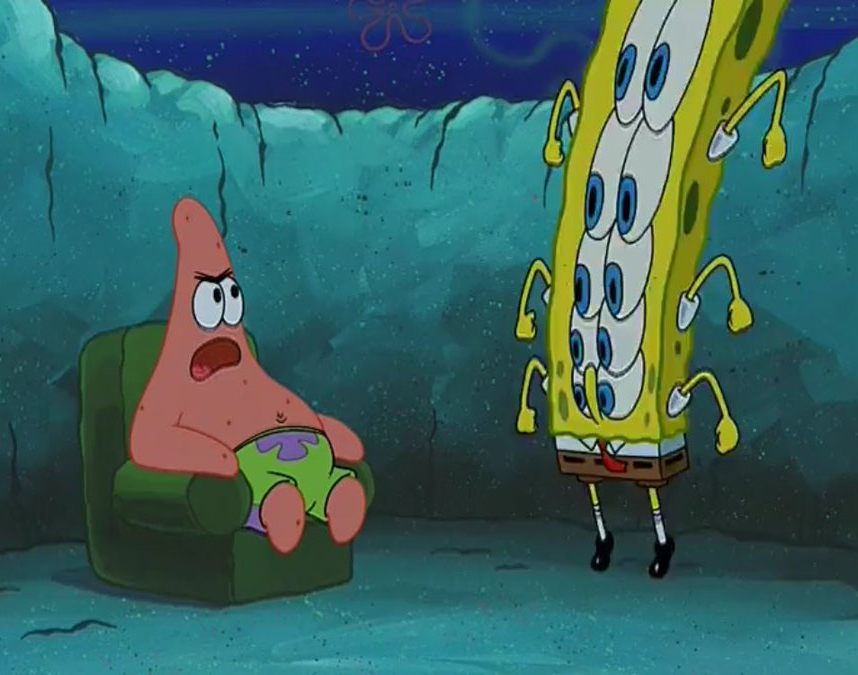 High Quality Patrick mad when Spongebob stopped working Blank Meme Template