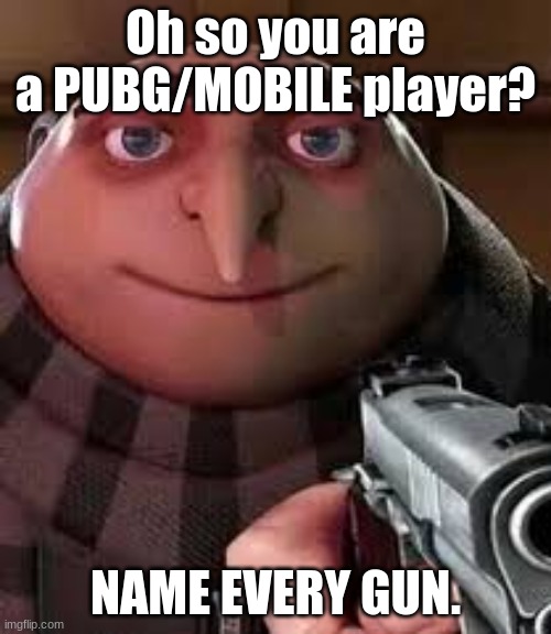 oh so you are x name every y | Oh so you are a PUBG/MOBILE player? NAME EVERY GUN. | image tagged in oh so you are x name every y | made w/ Imgflip meme maker