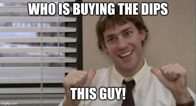 Crypto | WHO IS BUYING THE DIPS; THIS GUY! | image tagged in the office jim this guy | made w/ Imgflip meme maker