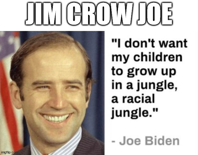 #JimCrowJoe | JIM CROW JOE | image tagged in joe biden,racist | made w/ Imgflip meme maker