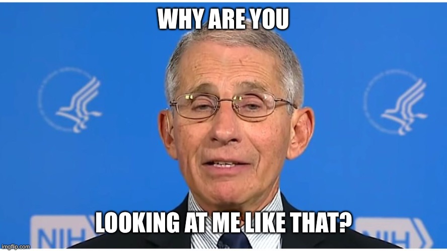 Dr Fauci | WHY ARE YOU LOOKING AT ME LIKE THAT? | image tagged in dr fauci | made w/ Imgflip meme maker