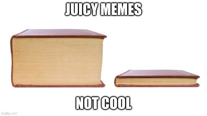 booker | JUICY MEMES; NOT COOL | image tagged in 2 books | made w/ Imgflip meme maker