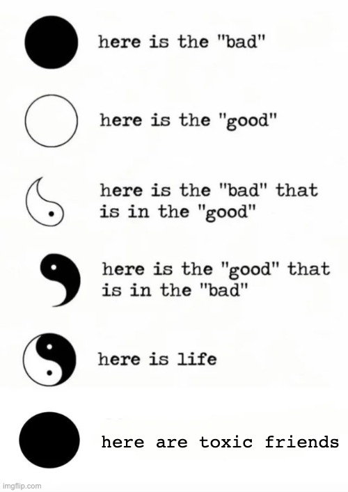 Yin Yang | here are toxic friends | image tagged in yin yang | made w/ Imgflip meme maker