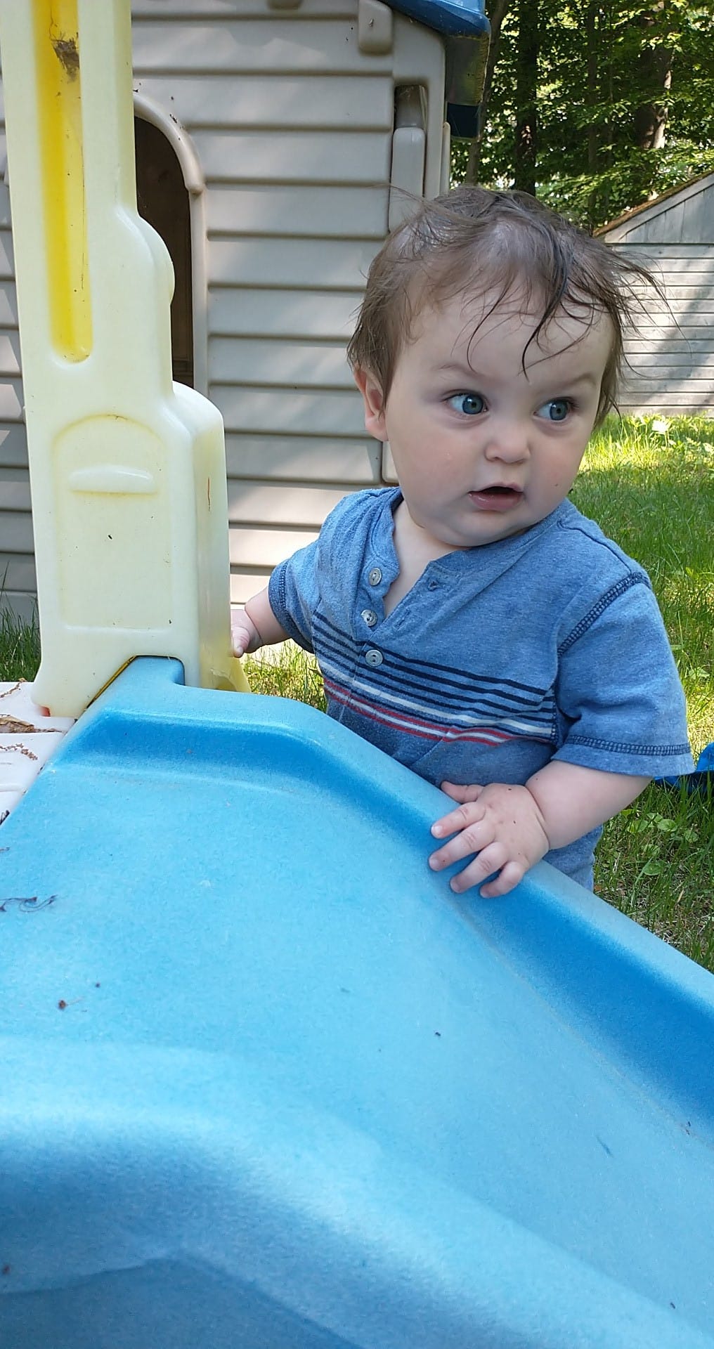 Blue slide baby Blank Meme Template