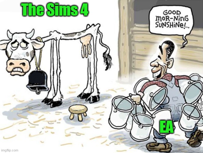 milking the cow | The Sims 4; EA | image tagged in milking the cow,the sims,memes | made w/ Imgflip meme maker
