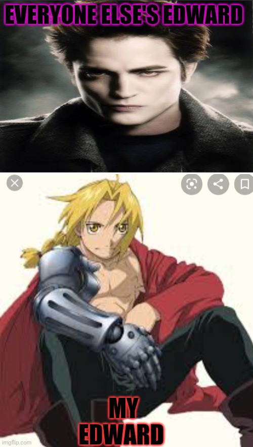 Edward Vs Edward | EVERYONE ELSE'S EDWARD; MY EDWARD | image tagged in free | made w/ Imgflip meme maker