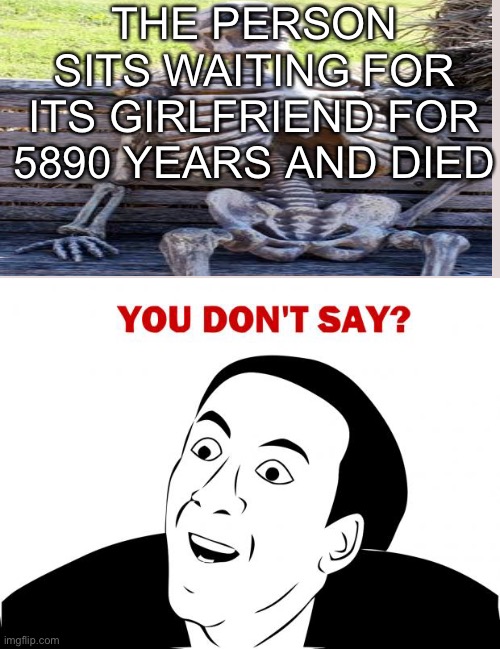 Um okay... | THE PERSON SITS WAITING FOR ITS GIRLFRIEND FOR 5890 YEARS AND DIED | image tagged in memes,you don't say | made w/ Imgflip meme maker
